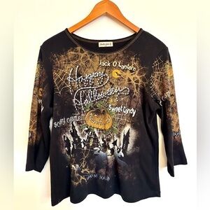 Studio Gem Q Black Halloween Pumpkin T-shirt Size Large